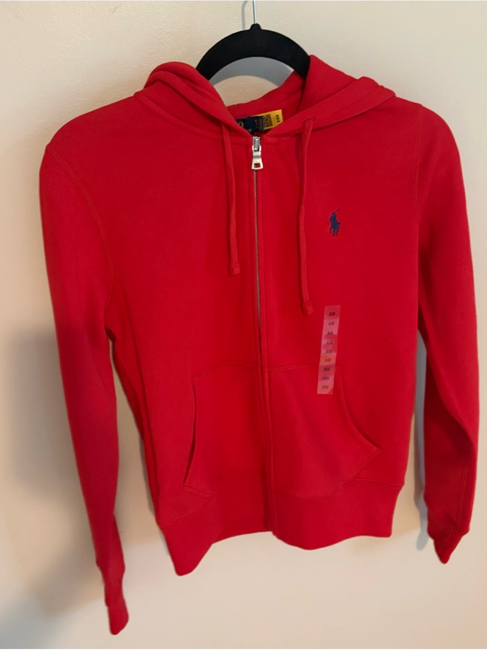 Polo by Ralph Lauren Red Zip-Up Hooded Sweatshirt with Blue Pony